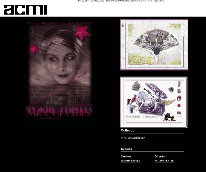 Australian Centre For the Moving Image: ACMI Strange Cities Interactive Documentary - vintage image of Xenia Vladimirovna in a turban with a Chinese fan collage and elements escaping fro a music box.